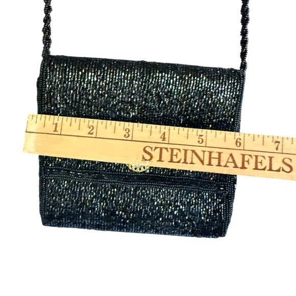 La Regale Embellished Beaded Chain Strap Evening Shoulder Bag Women's Black Form - Picture 5 of 9